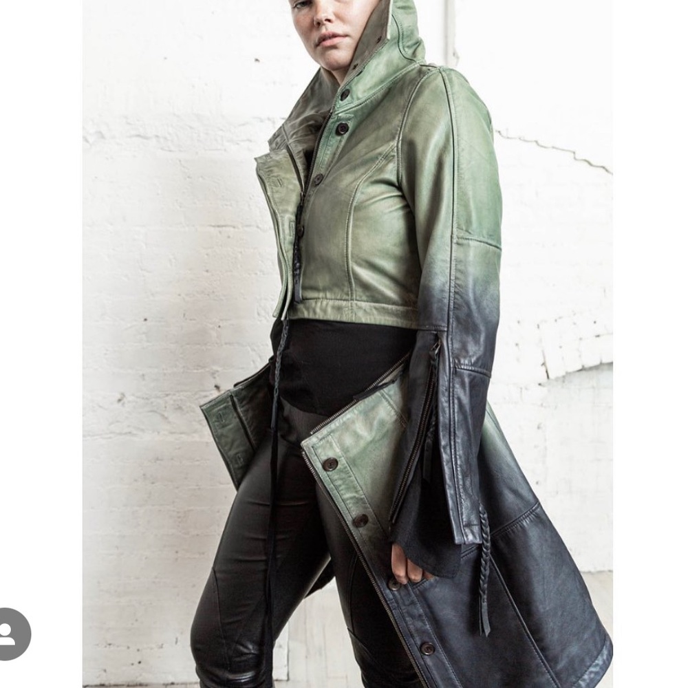Nicholas K Casper Leather Jacket Olive/Black Ombré